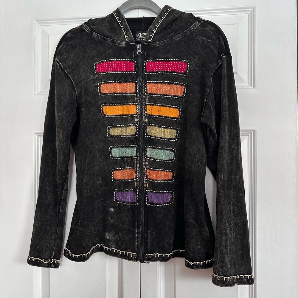 Shop Therapy Hippie Boho Style Multi-colored Zip-up Hoodie